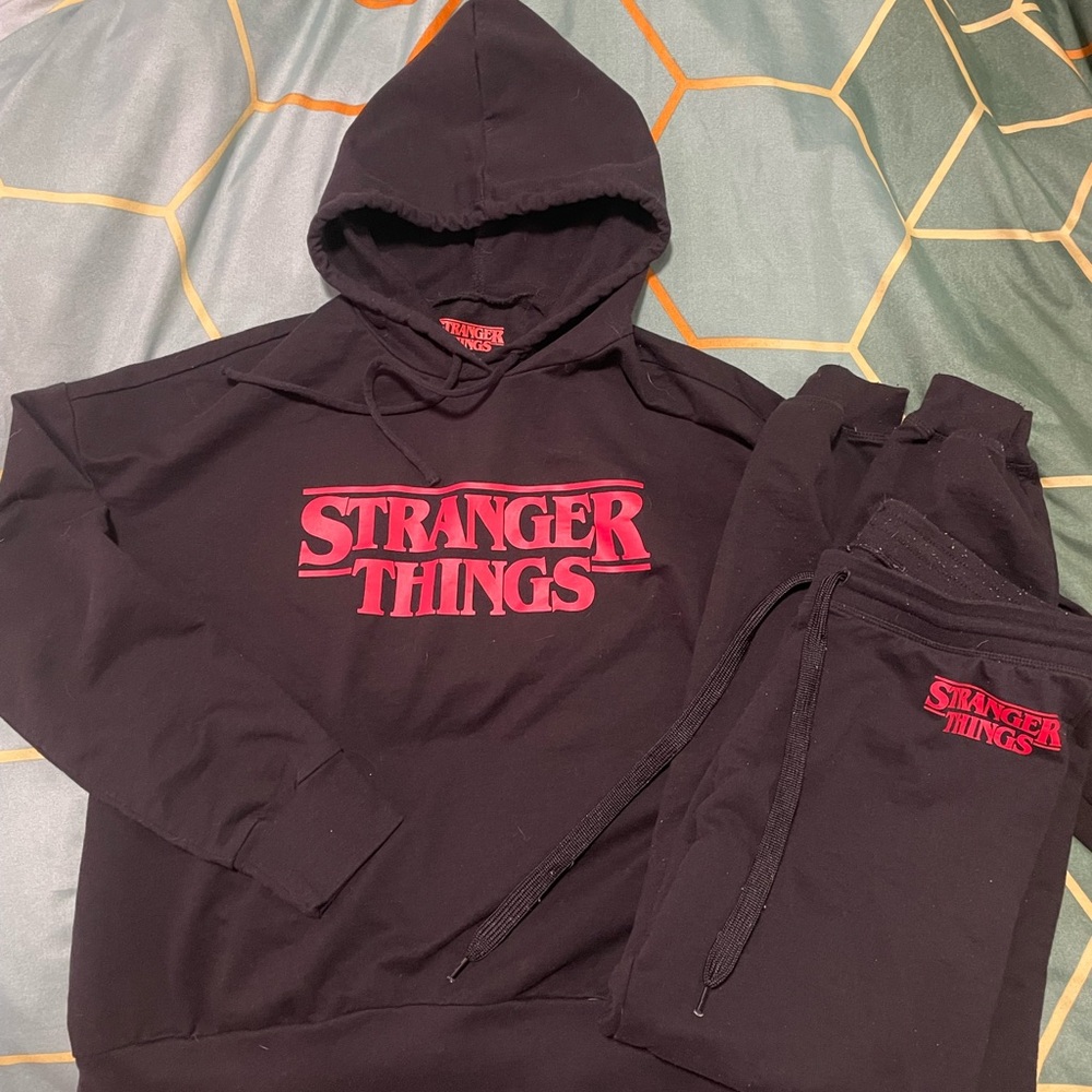 Netflix Stranger Things Black Top with Red Logo Print